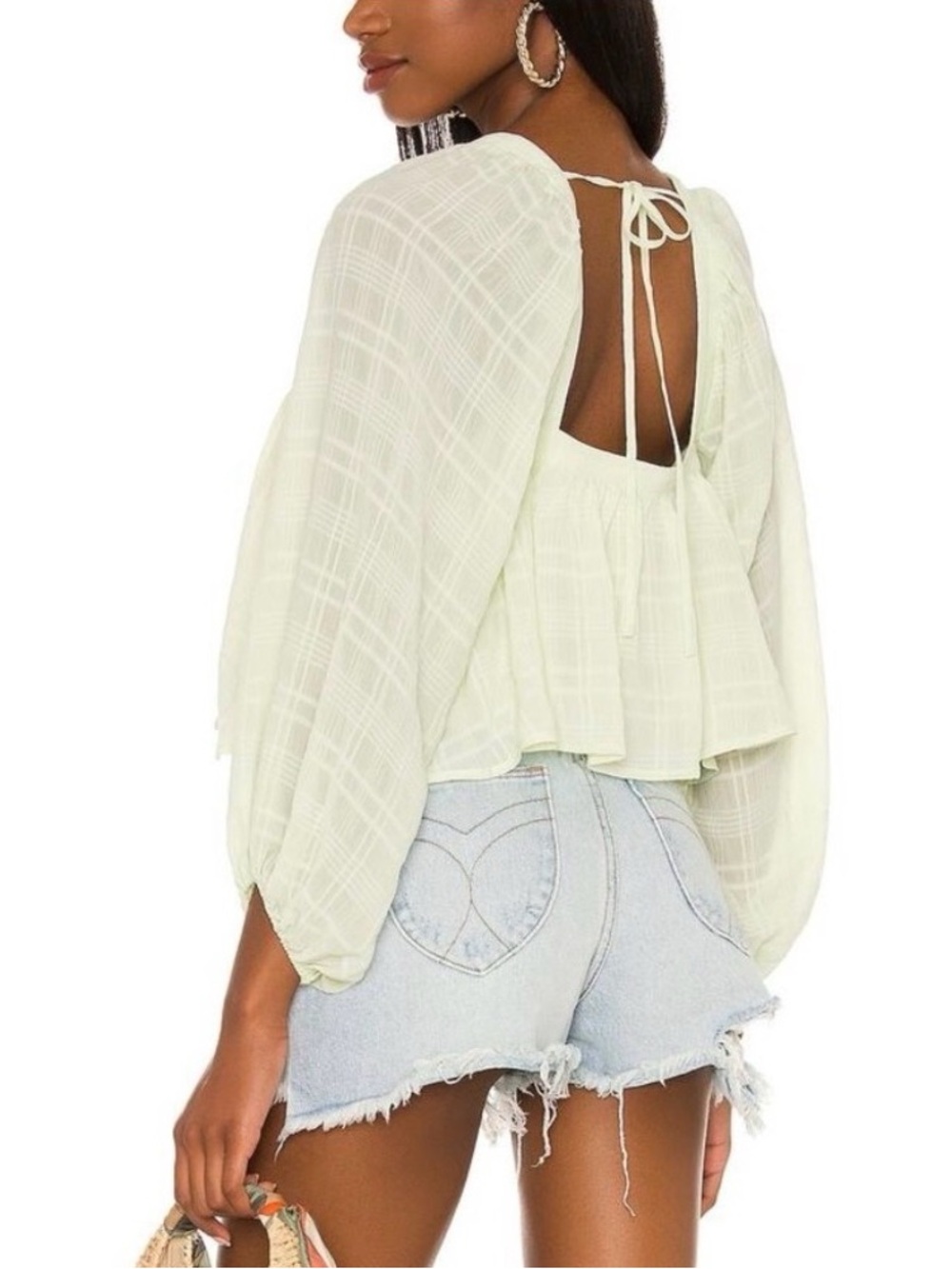 Tularosa Revolve Thera Top in Mint Green Square Neckline Bohemian Large NWT